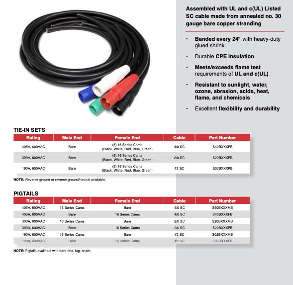 Stage Cable Pig Tail Assemblies